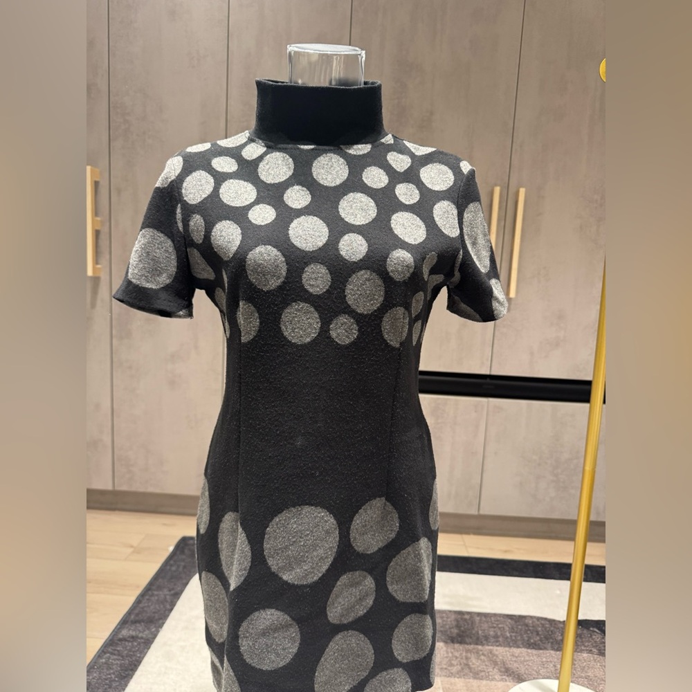 Polka Dot Mini Dress - Black and Gray